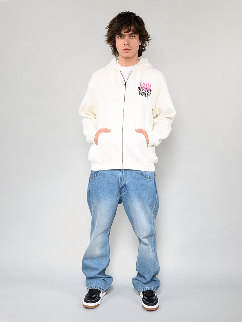 Poleron Hombre Metal Wall Full Zip Blanco Vans