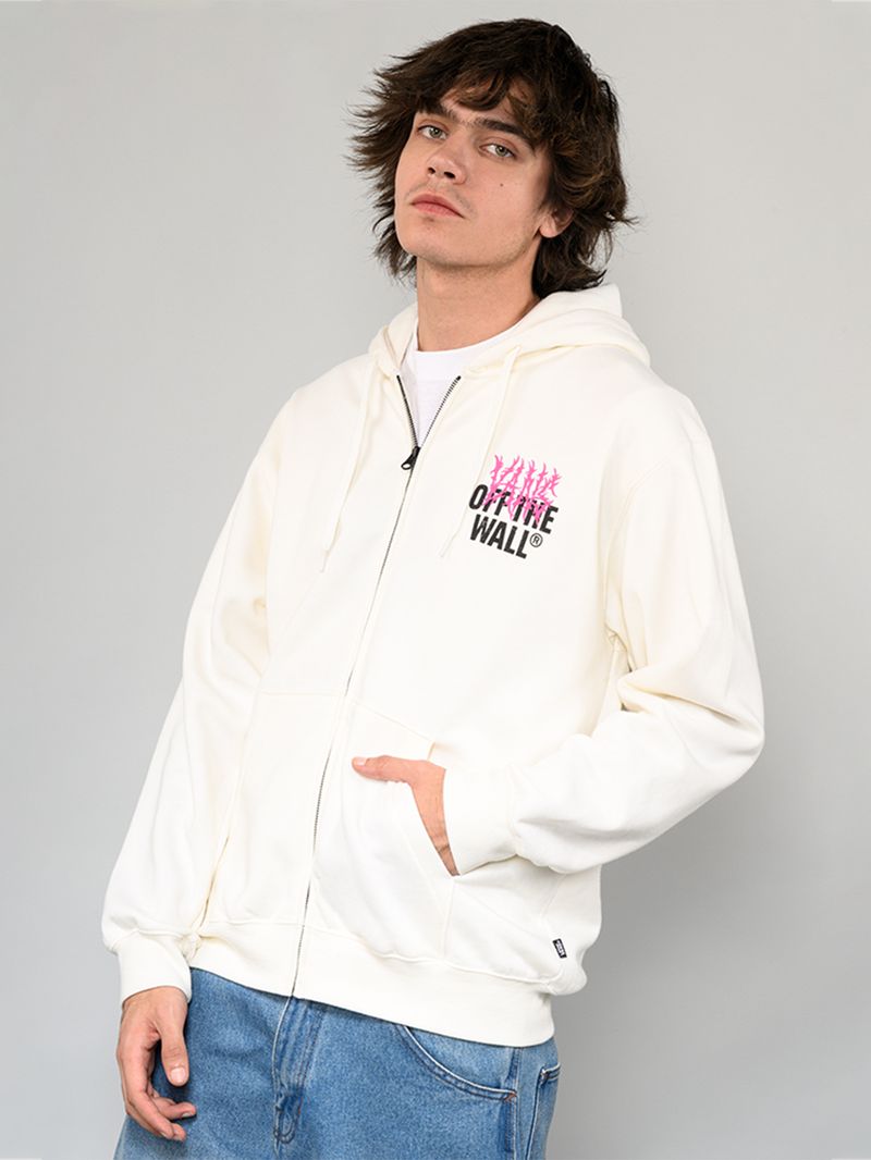 Poleron Hombre Metal Wall Full Zip Blanco Vans