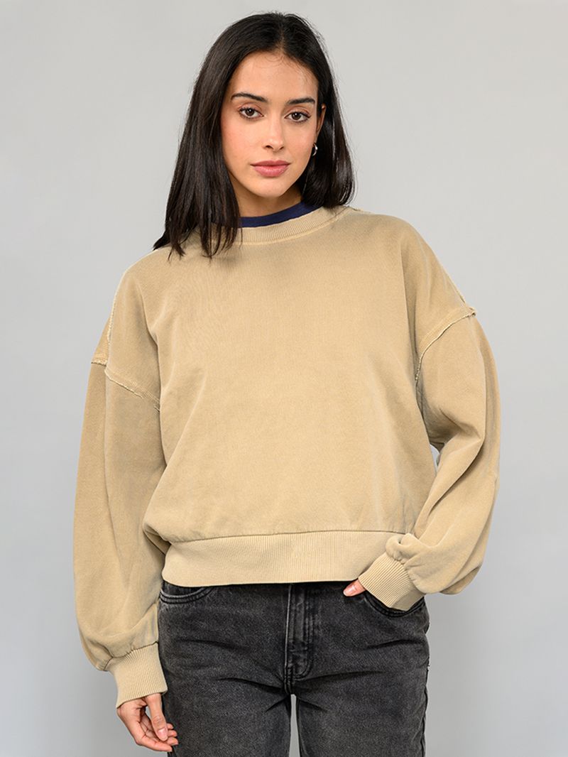 Poleron Mujer Got Your Back Crew Oliva Claro Vans