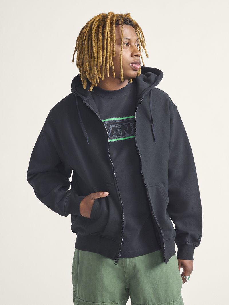 Poleron Hombre Skate Atiba Haze Zip Negro Vans