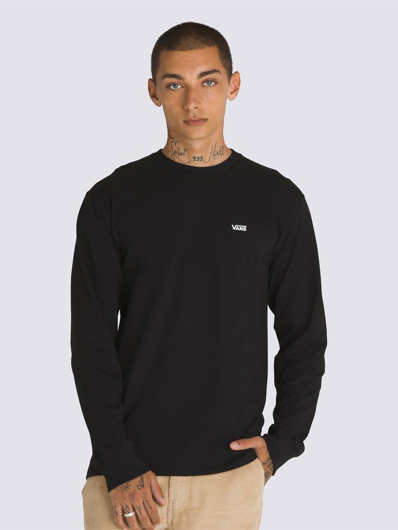 Polera MnLeftChest Hit Ls Black-White