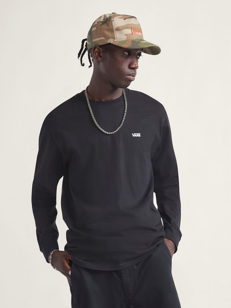 Polera MnLeftChest Hit Ls Black-White