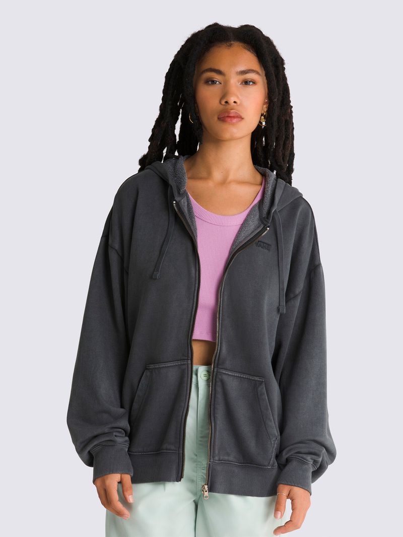 Poleron Mujer Everyday Os Zip Hood Negro Vans