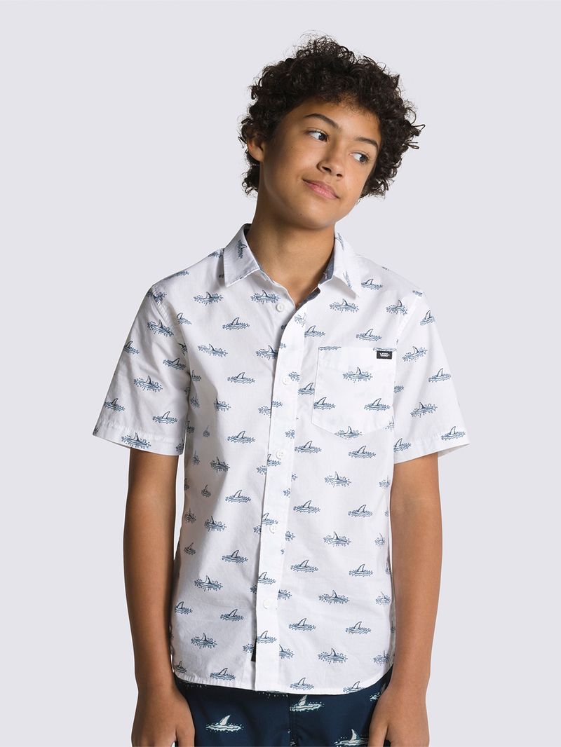 Camisa Shark Fin Woven Ss (8-14 AñOs) White