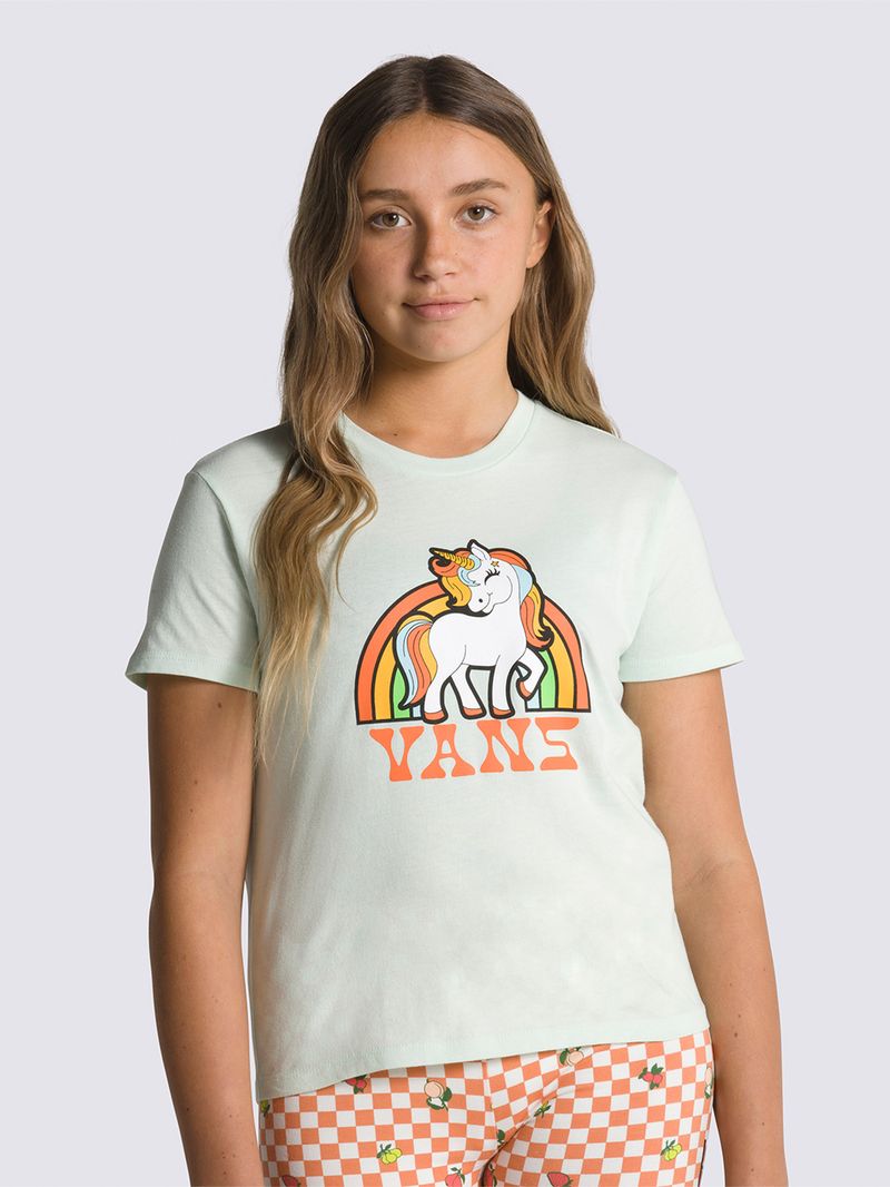 Polera Unicorn Rainbow  Crew (8-14 AñOs) Blanca