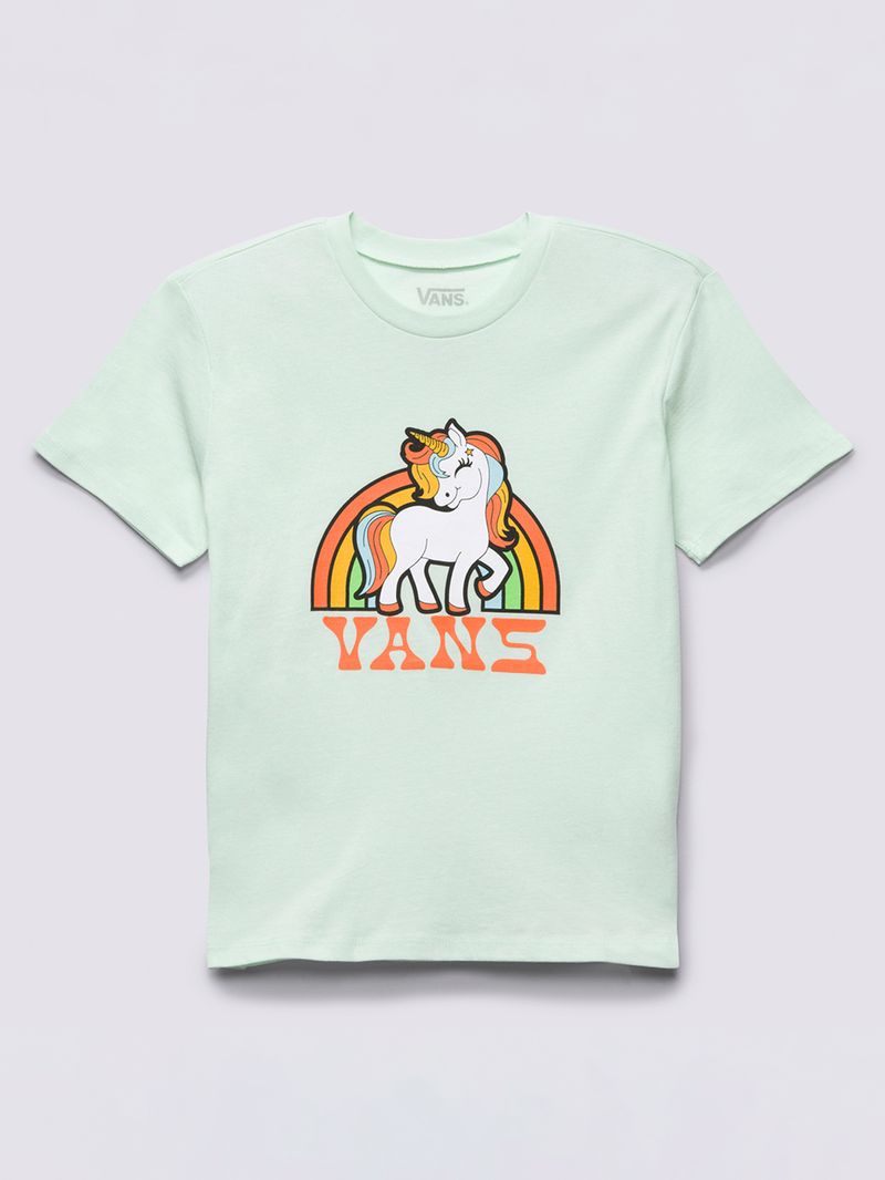 Polera Unicorn Rainbow  Crew (8-14 AñOs) Blanca
