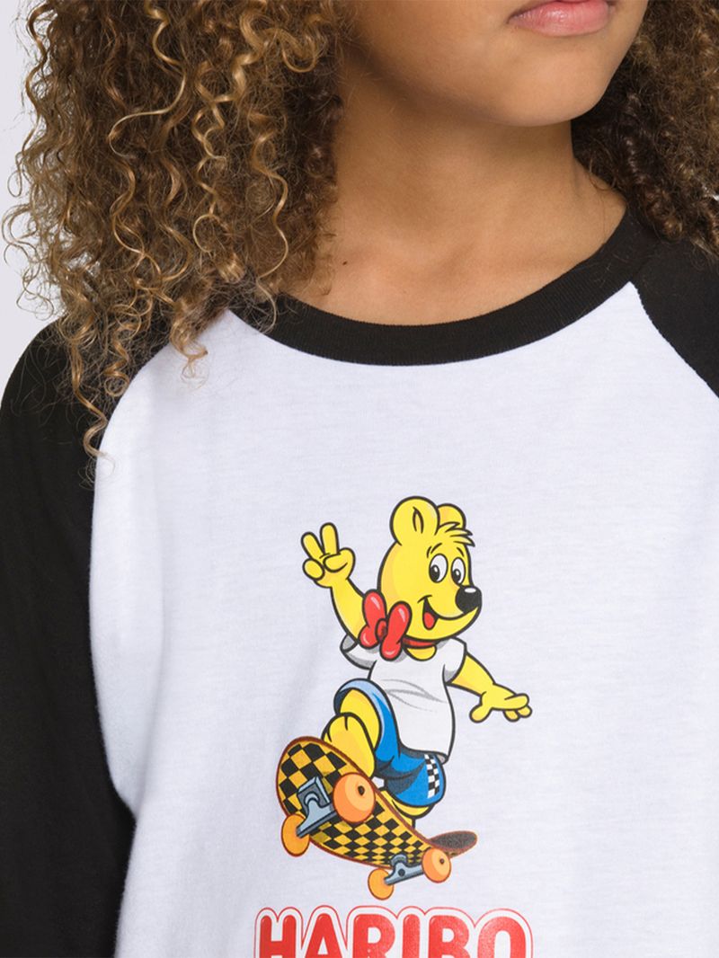 Polera Haribo Raglan (8-14 AñOs) White-Black